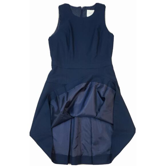 J. Crew Suiting ~Woman Size 0~ Navy Blue Fit Flare Wool Blend Sleeveless Dress. - Picture 4 of 12